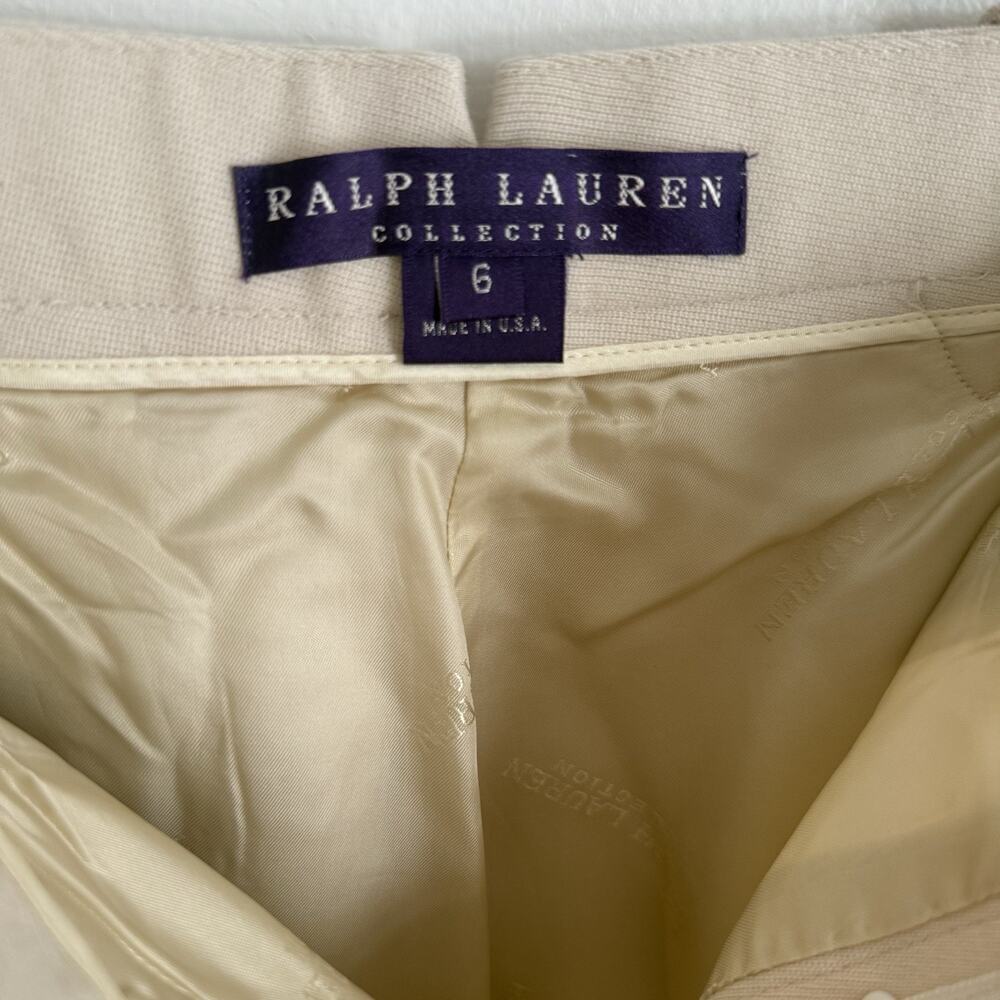 RALPH LAUREN PURPLE LABEL Equestrian Riding Pants Cream Wool Brown Knee Patch 6 - Picture 4 of 16